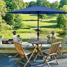 Jushua 9 Ft Steel Market Patio Umbrella With On Tilt Crank And 8 Sy Ribs In Blue