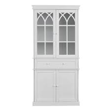 White Tall Storage Cabinet With Glass