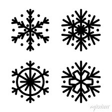Snowflake Black Silhouette Icon Set