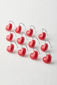 Heart Icon Shower Curtain Ring Set In
