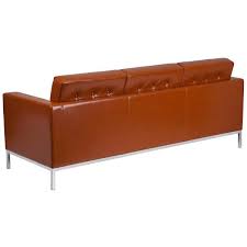 Carnegy Avenue 80 In Cognac Faux Leather 3 Seater Bridgewater Sofa With Removable Cushions Cga Zb 190860 Co Hd
