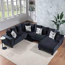U Shaped Velvet Sectional Sofa
