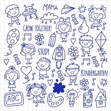 Kids Drawing Doodle Icons Pattern Play