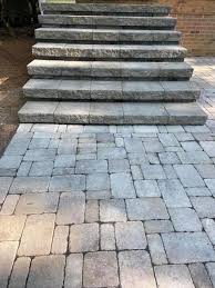 Paver Patio With Landing And Steps