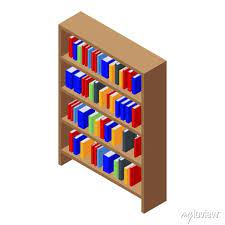 Library Book Shelf Icon Isometric Of