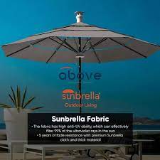Above Height Series 11 Ft Smart Sunbrella Umbrella With Remote Control And Wind Sensor Spectrum Dove