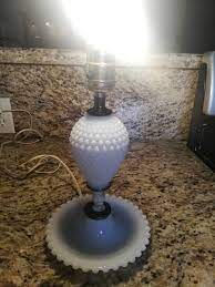 1950s Hobnail Milk Glass Lamp White