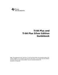 Ti 84 Plus Silver Edition Guidebook