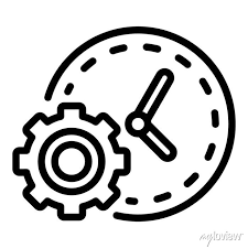 Clock And Gear Icon Outline Clock And