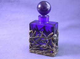 French Cobalt Blue Glass Perfume Bottle