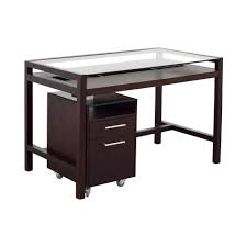 Dark Brown Wood Desk With File Cabinet