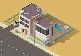House Isometric Icon With 3d Building