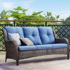 Parkwell 3 Piece Patio Conversation Set Cushioned Sofa With Ottomans Outdoor Furniture Sets Brown Wicker And Beige Cushion Size One Size