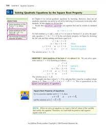 9 1 Solving Quadratic Equations By The