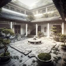 Premium Ai Image A Courtyard With A