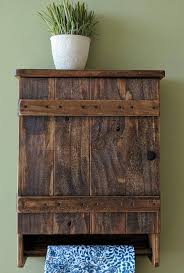 Rustic Wall Cabinet With Towel Bar Made