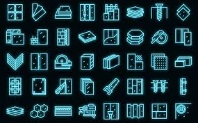 Drywall Icons Set Outline Vector House