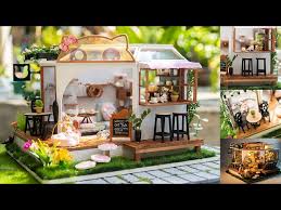 Diy Miniature Dollhouse Kit Cat Café