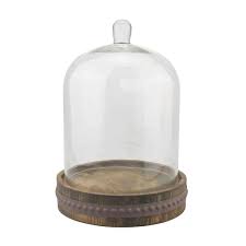 Rustic Brown Glass And Wood Bell Shape