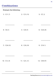 Combination Worksheets