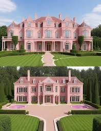 Pink Luxury Mansion With Large Gardens