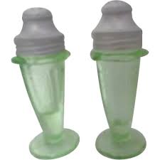 Green Depression Glass Salt Pepper