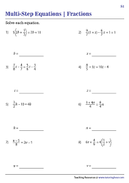 Multi Step Equations With Fractions
