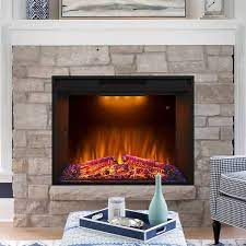 Matrix Decor 36 In Electric Fireplace Insert With Remote Control And 1 Hour To 9 Hours Timer In Black Overheat Protection