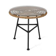 Faux Rattan Outdoor Side Table