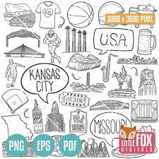 Kansas City Missouri Doodle Icons