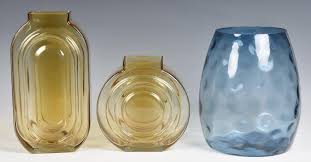 Whitefriars Style Pale Amber Glass Vases