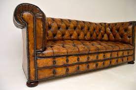 Deep Oned Leather Chesterfield Sofa