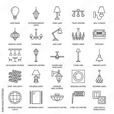 Light Fixture Lamps Flat Line Icons