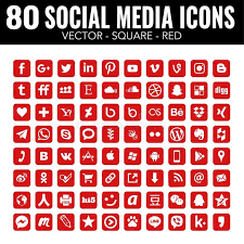 Red Vector Square Social Media Icons