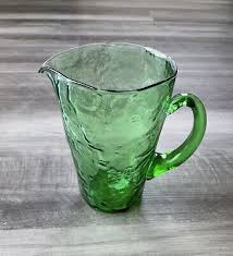 Vintage Green Glass Pitcher Small Spout