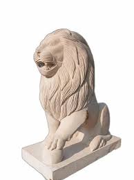 Beige Polished Sand Stone Lion Statue