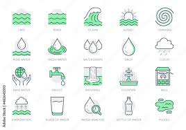 Water Line Icons Vector Ilration
