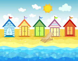 Beach Drawing Colorful Houses Icon