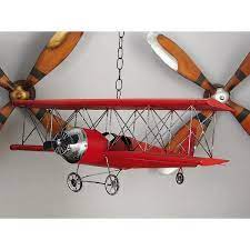 Metal Red Airplane Wall Decor