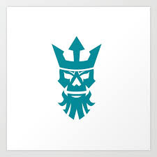 Poseidon Skull Wearing Crown Icon Art