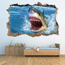 Shark 3d Hole In The Wall Sticker