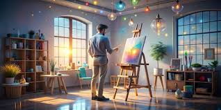 3d Flat Icon As Art Teacher With Easel