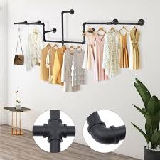 Black Iron Wall Mounted Clothes Rack 85 83 In W X 30 71 In H
