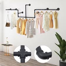 Black Iron Wall Mounted Clothes Rack