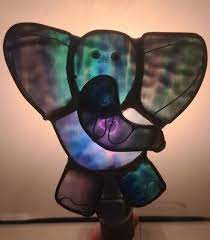 Night Light Stained Glass Elephant Wall