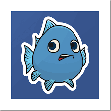 Cute Fish Cartoon Sticker Design Vector