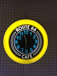 Route 66 Cafe Yellow Wall Clock