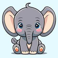 Cute Baby Elephant Hand Drawn Cartoon