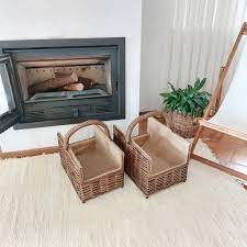 Firewood Basket With Handle Wicker