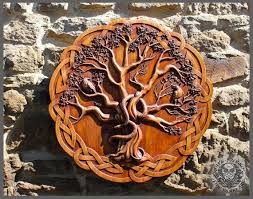 Wood Carving Picture Yggdrasil Ravens